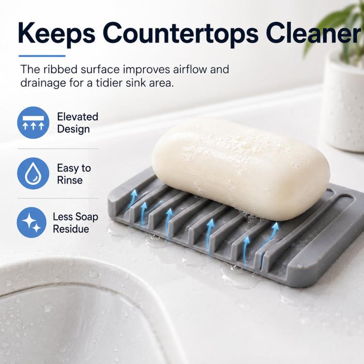 Portasapone in silicone autodrenante, flessibile e infrangibile, ideale per bagno, doccia, vasca da bagno e lavello della cucina.