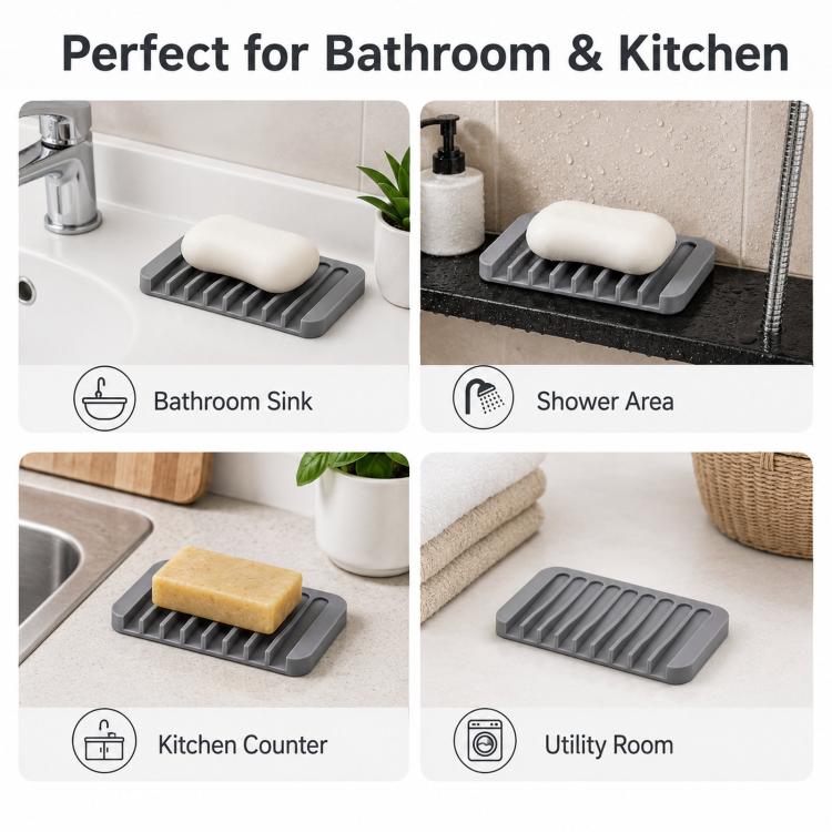 Portasapone in silicone autodrenante, flessibile e infrangibile, ideale per bagno, doccia, vasca da bagno e lavello della cucina.