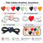 Confezione da 9 organizer per cavi in pelle a forma di cuore, simpatici cinturini in pelle PU per cavi di ricarica e cuffie, avvolgicavo riutilizzabile con clip a scatto in metallo