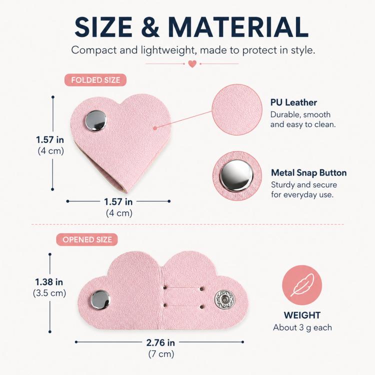 Confezione da 9 organizer per cavi in pelle a forma di cuore, simpatici cinturini in pelle PU per cavi di ricarica e cuffie, avvolgicavo riutilizzabile con clip a scatto in metallo