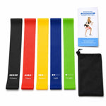 Set di 5 fasce elastiche di resistenza in TPE per esercizi, con borsa per il trasporto., 600 x 50mm