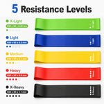 Set di 5 fasce elastiche di resistenza in TPE per esercizi, con borsa per il trasporto., 600 x 50mm