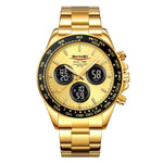 Orologio digitale da uomo SKMEI 2587 con cinturino in acciaio inossidabile, triplo quadrante, cronografo e impermeabilità fino a 30 metri.