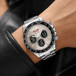 Orologio digitale da uomo SKMEI 2587 con cinturino in acciaio inossidabile, triplo quadrante, cronografo e impermeabilità fino a 30 metri.