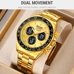 Orologio digitale da uomo SKMEI 2587 con cinturino in acciaio inossidabile, triplo quadrante, cronografo e impermeabilità fino a 30 metri.