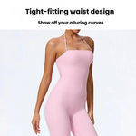 Tuta intera da yoga con scollo all'americana e effetto push-up per i fianchi, abbigliamento casual svasato da donna per fitness e yoga., S, M, L