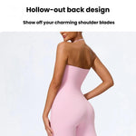 Tuta intera da yoga con scollo all'americana e effetto push-up per i fianchi, abbigliamento casual svasato da donna per fitness e yoga., S, M, L