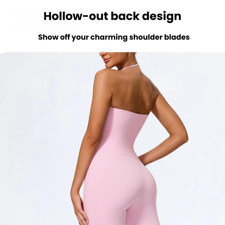 Tuta intera da yoga con scollo all'americana e effetto push-up per i fianchi, abbigliamento casual svasato da donna per fitness e yoga., S, M, L