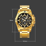 Orologio sportivo da uomo SKMEI 2593 con doppio display, cinturino in acciaio inossidabile, luminescenti e resistenza all'acqua fino a 30 metri.