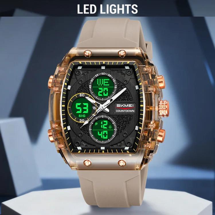 Orologio sportivo multifunzione SKMEI 2602 con doppio display, impermeabile fino a 50 metri, cronografo, display luminoso e design per attività all'aperto.