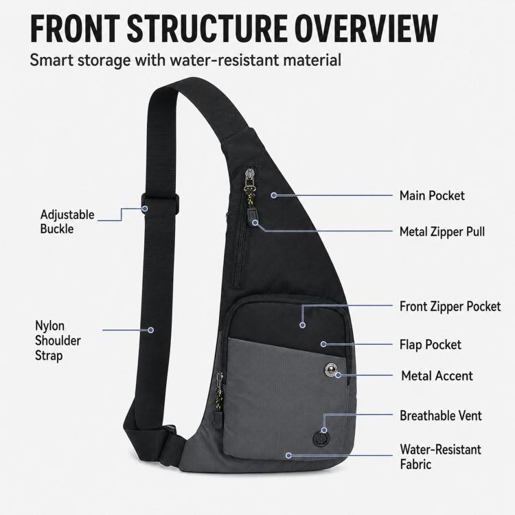 Borsa a tracolla color block impermeabile sportiva casual marsupio