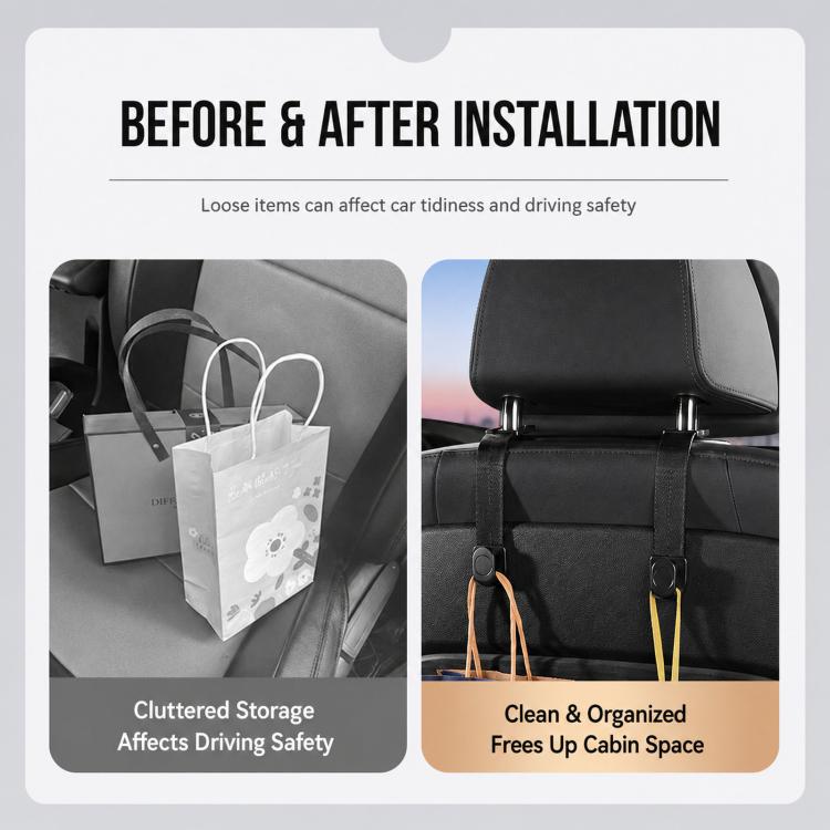 Confezione da 2 ganci per poggiatesta auto, gancio universale per borse da sedile auto, organizer per auto, appendiabiti per sedile posteriore per borse, cappotti, borse della spesa, Car Headrest Hooks