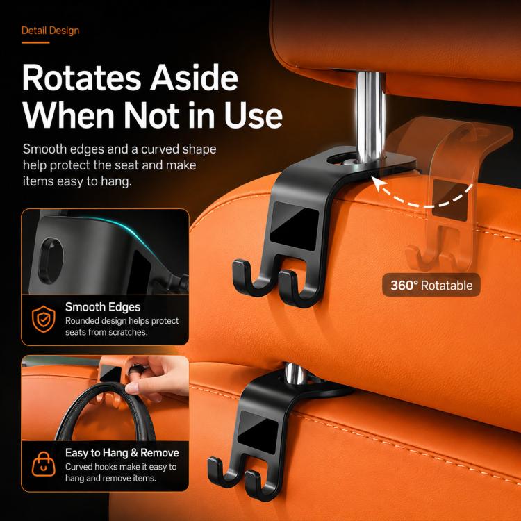 Set 2 ganci per poggiatesta auto con supporto tablet 360°