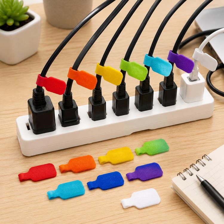 Confezione da 16 etichette per cavi scrivibili, riutilizzabili, con chiusura a strappo, per l'identificazione di cavi elettronici, TV, computer, caricabatterie e cavi di alimentazione., 8 Colors Mixed