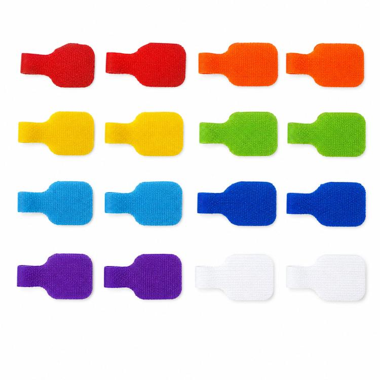 Confezione da 16 etichette per cavi scrivibili, riutilizzabili, con chiusura a strappo, per l'identificazione di cavi elettronici, TV, computer, caricabatterie e cavi di alimentazione., 8 Colors Mixed