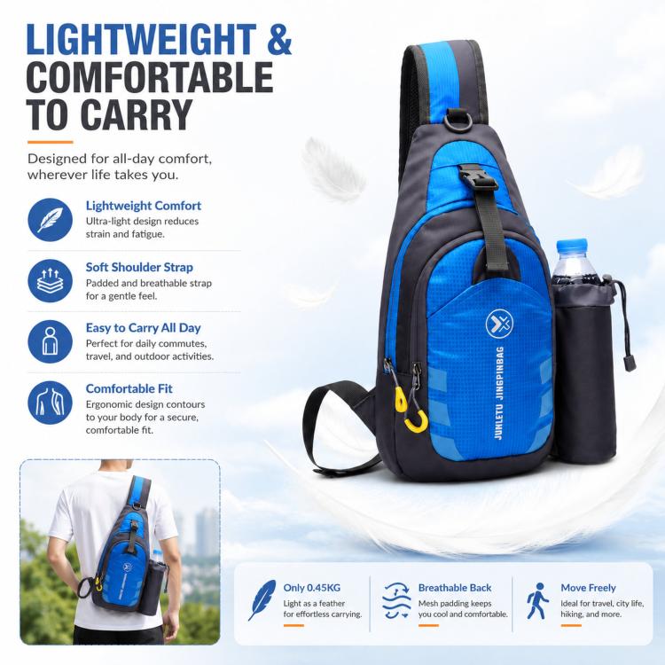 JUNLETU 1028 Borsa a tracolla da viaggio impermeabile in nylon per borraccia da esterno.
