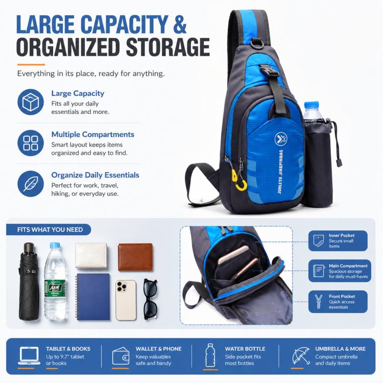 JUNLETU 1028 Borsa a tracolla da viaggio impermeabile in nylon per borraccia da esterno.