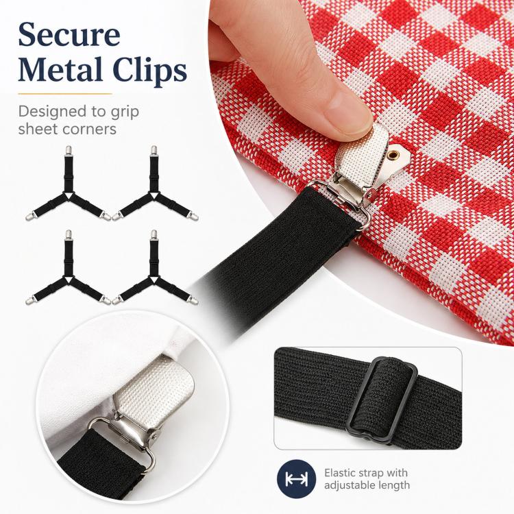 Fermagli per lenzuola a triangolo 4 pezzi con clip metalliche