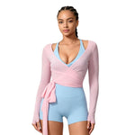 Top da yoga a maniche lunghe da donna, vestibilità aderente, ad asciugatura rapida, per pilates, fitness e sport., S, M, L