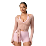 Top da yoga a maniche lunghe da donna, vestibilità aderente, ad asciugatura rapida, per pilates, fitness e sport., S, M, L