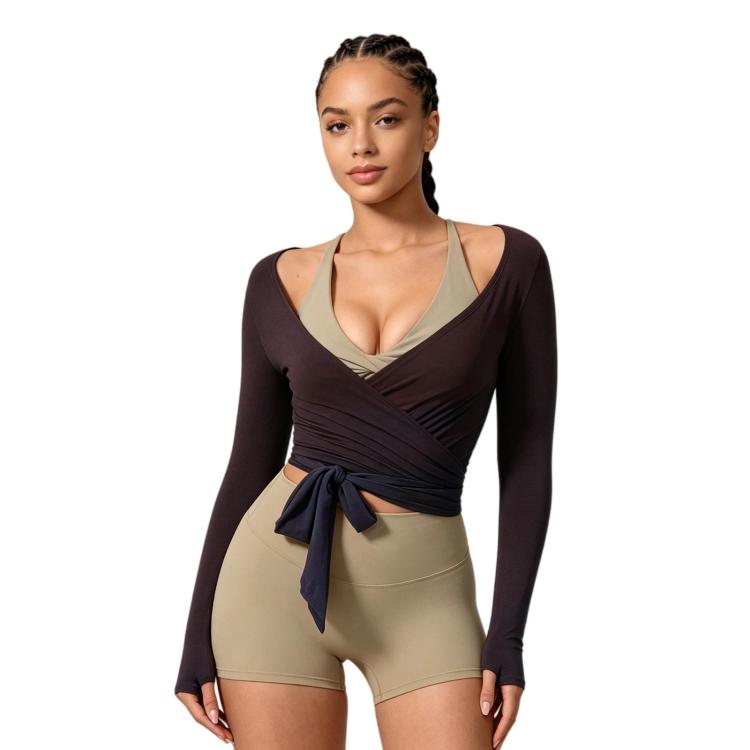 Top da yoga a maniche lunghe da donna, vestibilità aderente, ad asciugatura rapida, per pilates, fitness e sport., S, M, L