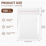 100 pezzi/confezione Sacchetti di cellophane trasparenti autosigillanti, spessore 2,75 mil, in plastica OPP per alimenti, sacchetti per biscotti per pasticceria, 4.7x5.9+1.2inch Flap
