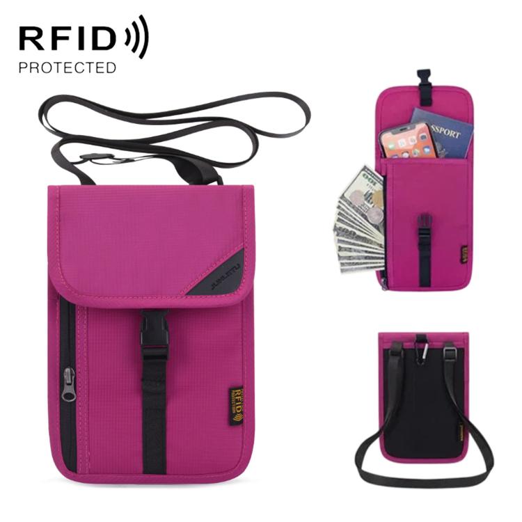 Porta carte con protezione RFID, organizer per biglietti e monete, tracolla per passaporto e documento d'identità.