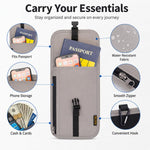 Porta carte con protezione RFID, organizer per biglietti e monete, tracolla per passaporto e documento d'identità.