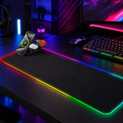 3 In 1 Magnetic Wireless Charging Station RGB Mouse Pad 15W Fast Wireless Charger Desk Mat For Phone, Watch, AirPods