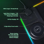 3 In 1 Magnetic Wireless Charging Station RGB Mouse Pad 15W Fast Wireless Charger Desk Mat For Phone, Watch, AirPods