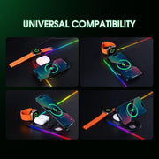 3 In 1 Magnetic Wireless Charging Station RGB Mouse Pad 15W Fast Wireless Charger Desk Mat For Phone, Watch, AirPods