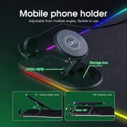 3 In 1 Magnetic Wireless Charging Station RGB Mouse Pad 15W Fast Wireless Charger Desk Mat For Phone, Watch, AirPods