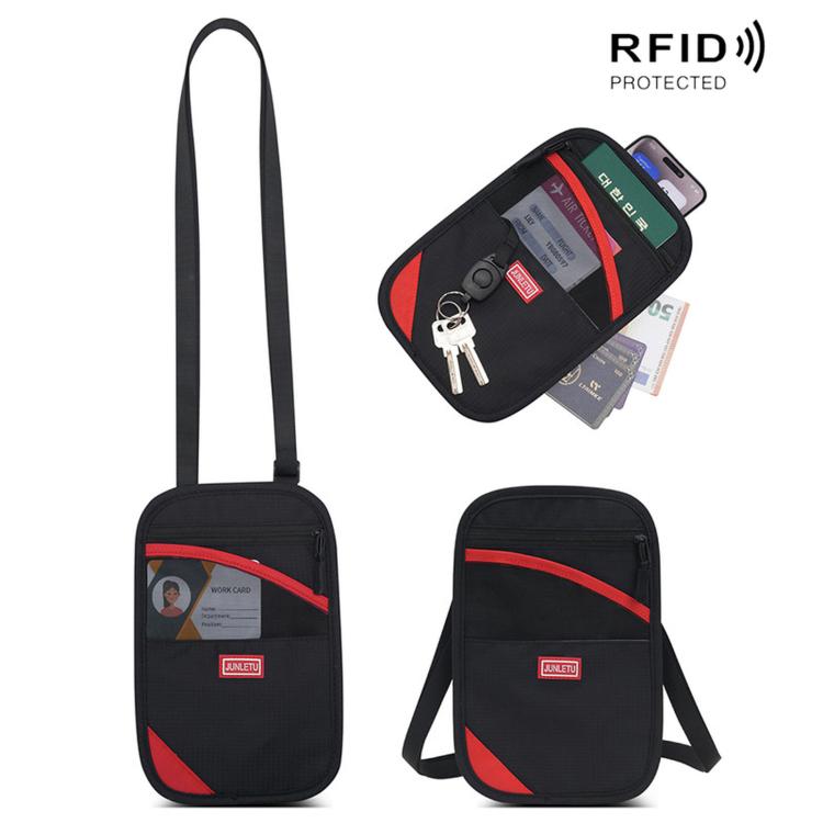 JUNLETU Porta carte antifurto RFID, protezione per passaporto e documento d'identità, porta biglietti e porta monete
