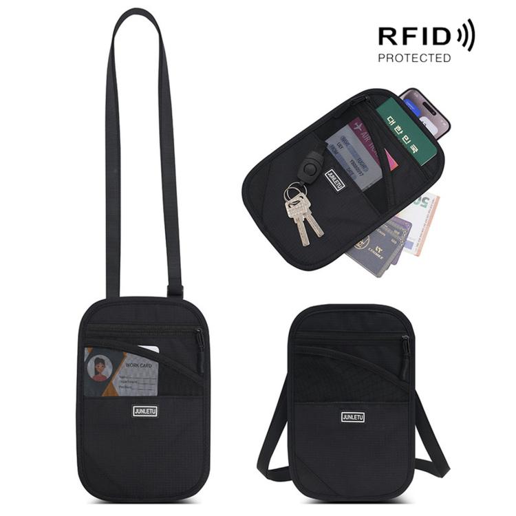 JUNLETU Porta carte antifurto RFID, protezione per passaporto e documento d'identità, porta biglietti e porta monete