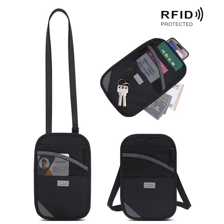 JUNLETU Porta carte antifurto RFID, protezione per passaporto e documento d'identità, porta biglietti e porta monete