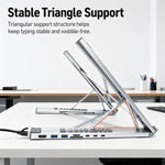 8-In-1 Laptop Stand With USB-C Hub Laptop Riser With Gigabit Ethernet, 4K HDMI, 2 USB 3.0, SD/TF, 100W PD, Foldable Portable Docking Station