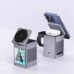 Stazione di ricarica wireless magnetica 6 in 1 con altoparlante Bluetooth Pixel Art, caricabatterie rapido magnetico per telefono, Apple Watch, auricolari.