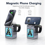 Stazione di ricarica wireless magnetica 6 in 1 con altoparlante Bluetooth Pixel Art, caricabatterie rapido magnetico per telefono, Apple Watch, auricolari.