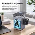 Stazione di ricarica wireless magnetica 6 in 1 con altoparlante Bluetooth Pixel Art, caricabatterie rapido magnetico per telefono, Apple Watch, auricolari.