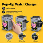 Stazione di ricarica wireless magnetica 6 in 1 con altoparlante Bluetooth Pixel Art, caricabatterie rapido magnetico per telefono, Apple Watch, auricolari.