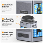 Stazione di ricarica wireless magnetica 6 in 1 con altoparlante Bluetooth Pixel Art, caricabatterie rapido magnetico per telefono, Apple Watch, auricolari.