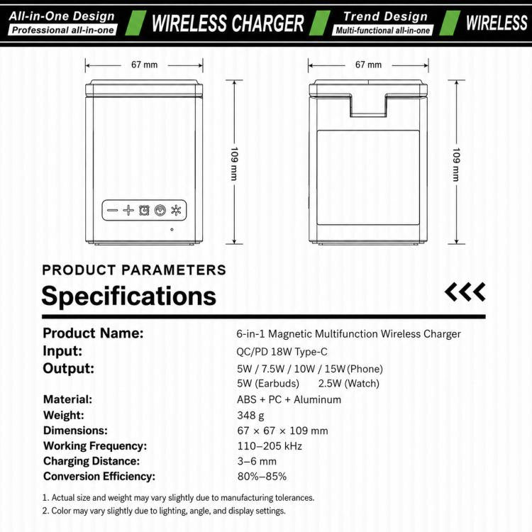 Stazione di ricarica wireless magnetica 6 in 1 con altoparlante Bluetooth Pixel Art, caricabatterie rapido magnetico per telefono, Apple Watch, auricolari.