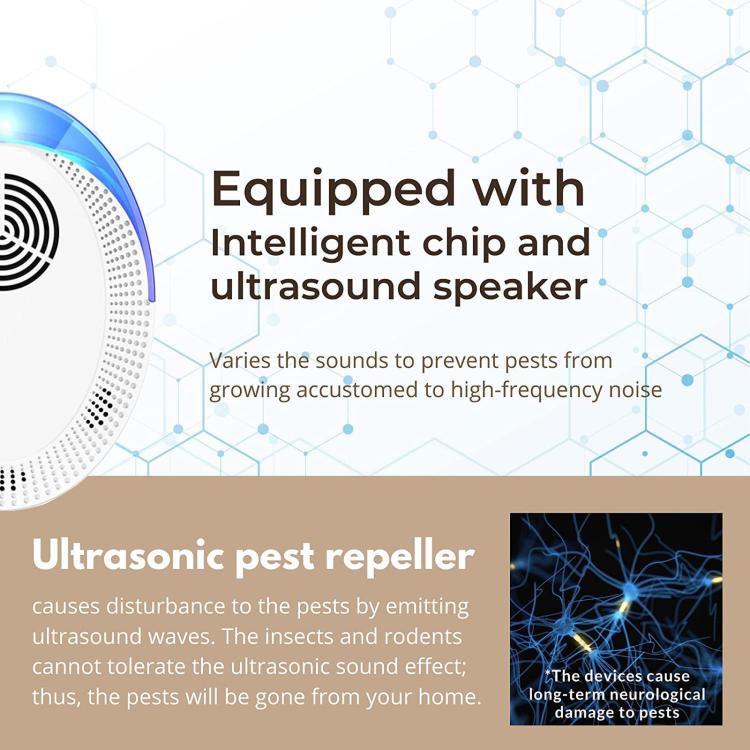 Repellente intelligente a ultrasuoni per zanzare e topi, repellente per scarafaggi per soggiorno, camera da letto e cucina., US Plug, UK Plug, EU Plug