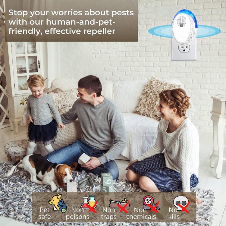 Repellente intelligente a ultrasuoni per zanzare e topi, repellente per scarafaggi per soggiorno, camera da letto e cucina., US Plug, UK Plug, EU Plug