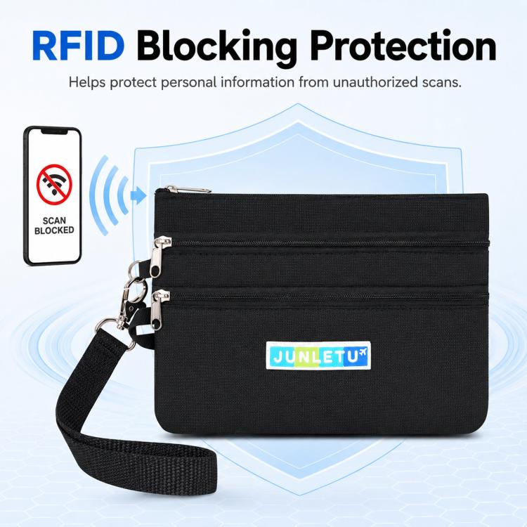 JUNLETU ID Porta carte anti-skimming, custodia multifunzionale per monete, documenti e passaporto