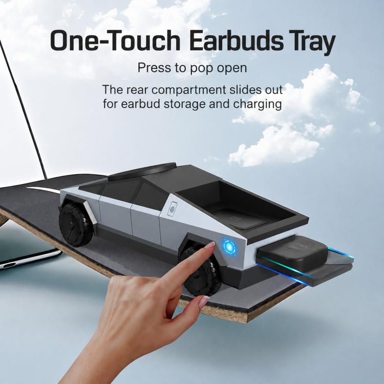 Stazione di ricarica wireless magnetica 3 in 1 a forma di Cybertruck, dock di ricarica rapida e supporto girevole per telefono, Apple Watch e AirPods.