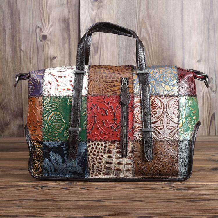 Borsa da viaggio vintage da donna, utilizzabile a mano, a tracolla o a spalla.