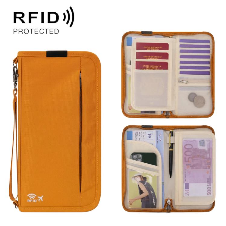 Portadocumenti per passaporto e carta d'identità, con protezione RFID, per contanti e documenti di viaggio.