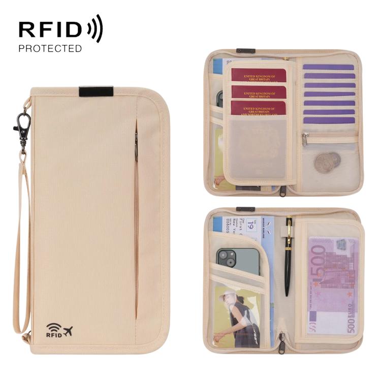 Portadocumenti per passaporto e carta d'identità, con protezione RFID, per contanti e documenti di viaggio.