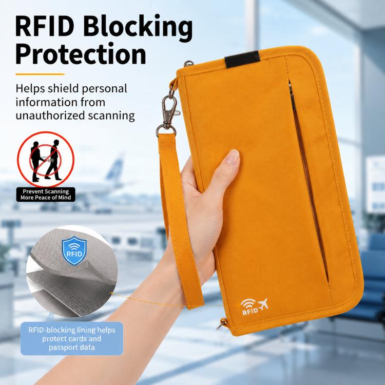 Portadocumenti per passaporto e carta d'identità, con protezione RFID, per contanti e documenti di viaggio.